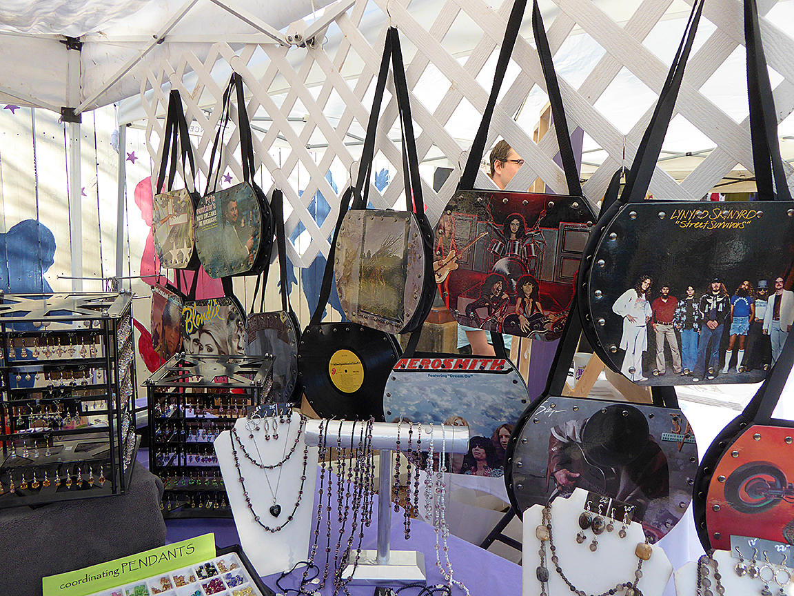 The Cat Nap Company sells jewelry designed by owner Pam Kirkland Garvin, along with purses made from old albums.