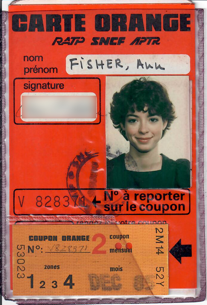 My Carte Orange from Paris in 1985
