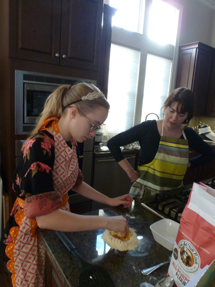 Teaching Catherine to make pasta