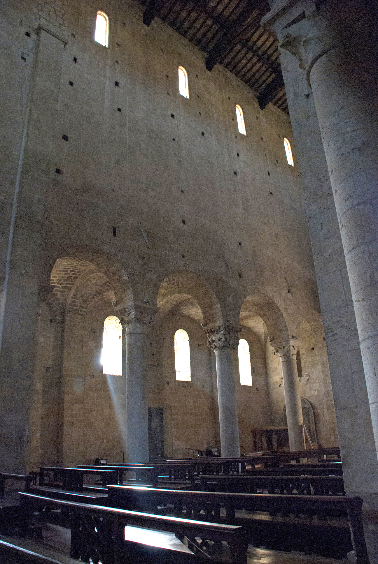 The interior of the Abbey of Sant'Antimo