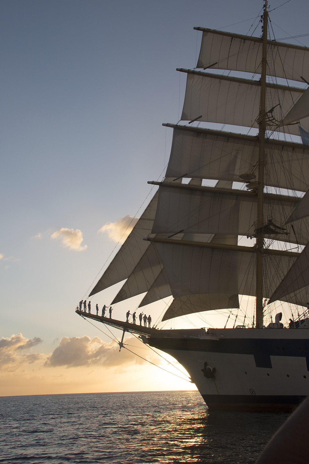 Sun sets on the Royal Clipper in St. Lucia.