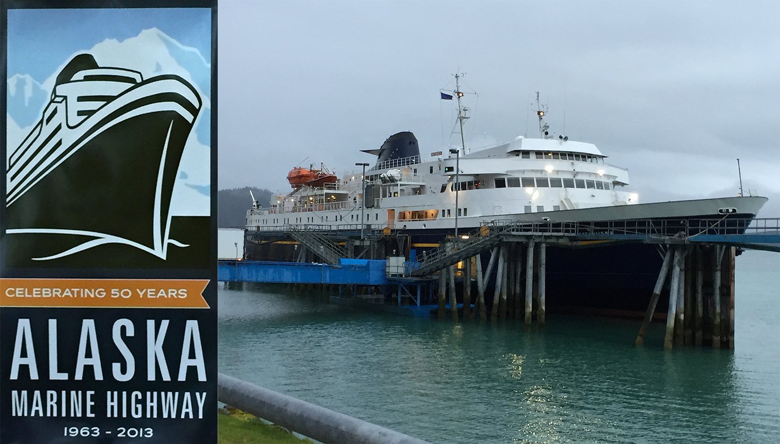 The ferry Matanuska in Auke Bay outside of Juneau - using ferry to see Alaska without a cruise