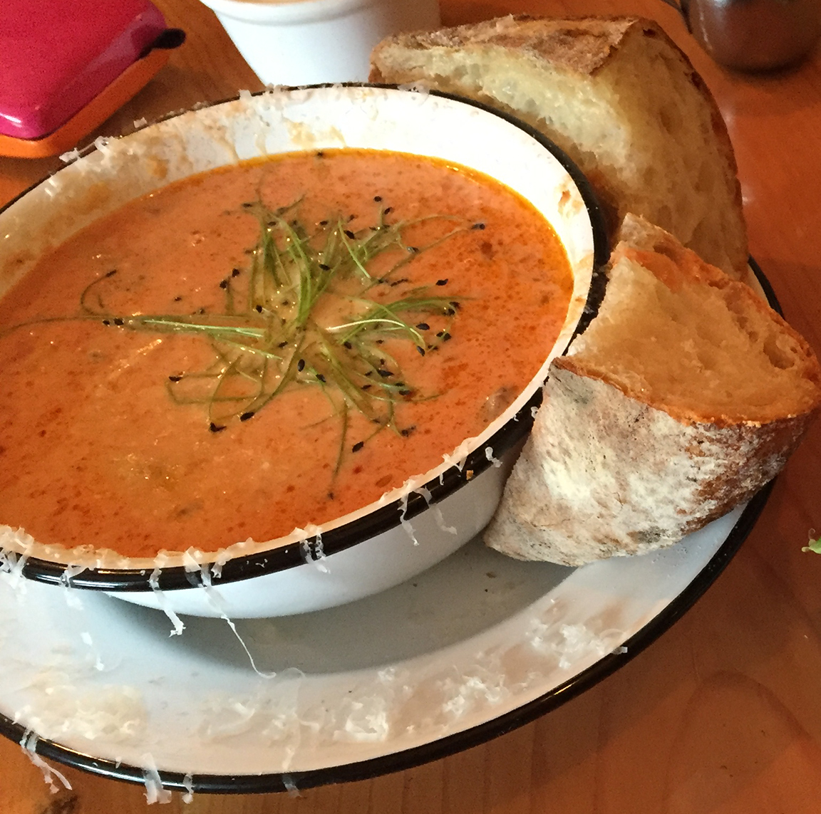 Salmon bisque with homemade sour dough bread at the Pilot Light in Haines -- my favorite meal of the trip -- and that's comparing it to some amazing king crab and outstanding steaks.