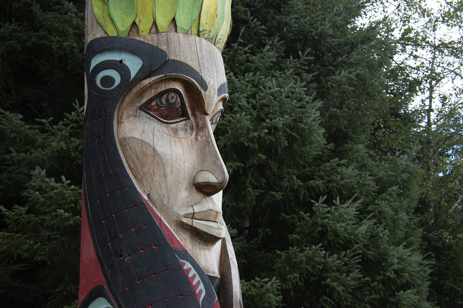 Sitka National Historical Park has a beautiful totem poles on a walk through the woods