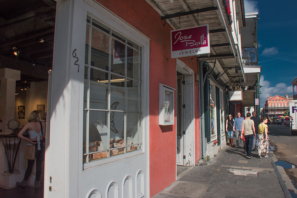Jose Balli's shop on Chartres Street in the French Quarter, just steps away from Jackson Square.