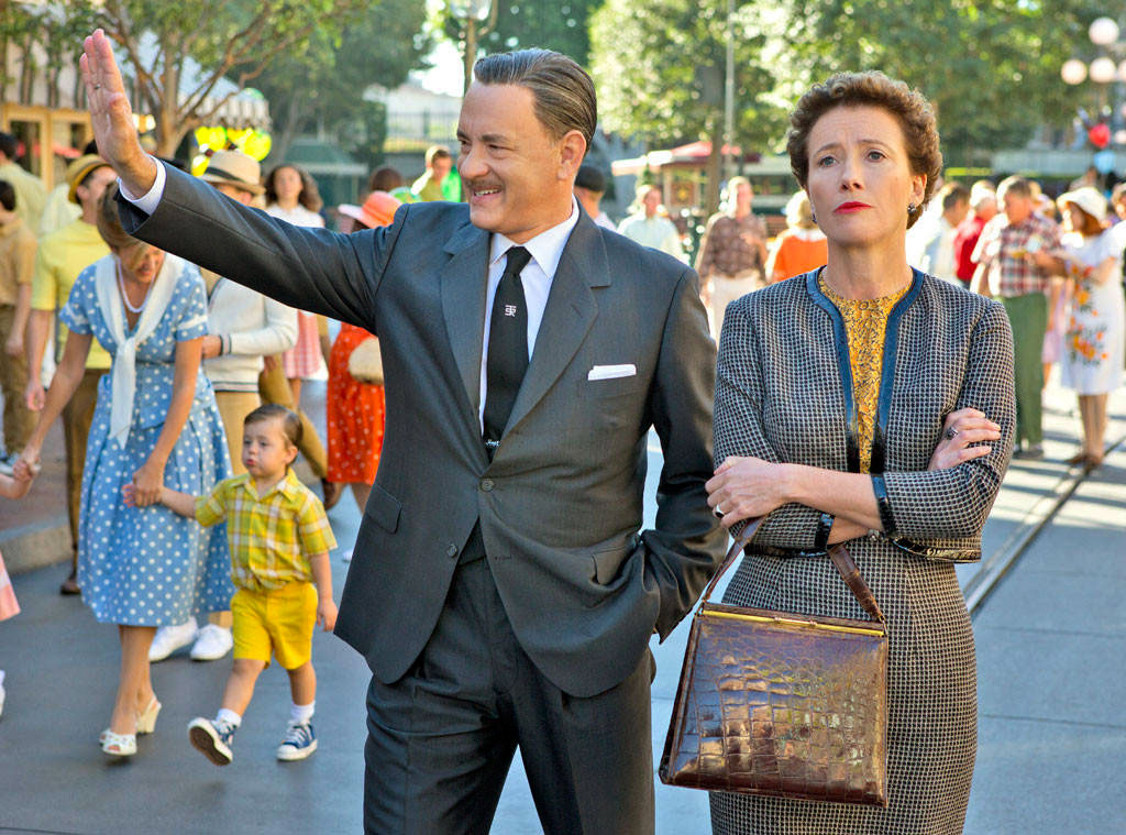 Walt Disney (Tom Hanks) gives Mary Poppin's writer Mrs. Travers (Emma Thompson) a personal tour of Disneyland.