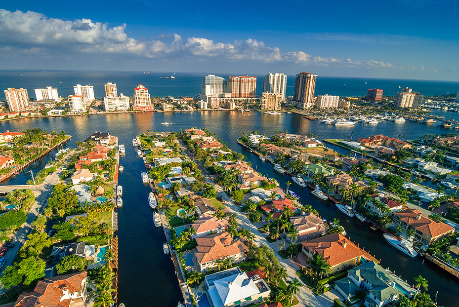 Aerial view of Ft. Lauderdale's waterways - the Venice of the United States