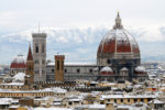 The Duomo of Florence in the snow.
