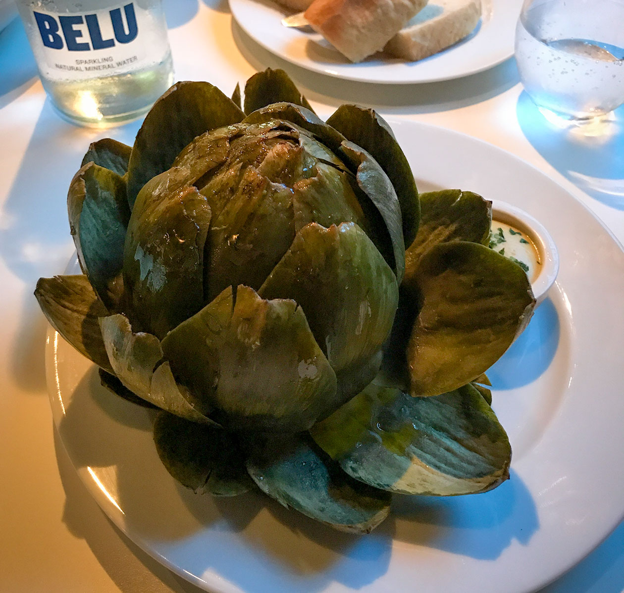 globe artichoke served with vinaigrette at the Hereford Road restaurant Notting Hill Gate in London