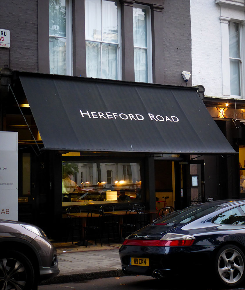 The Hereford Road restaurant is between the Bayswater area and its upscale neighbor, the affluent Notting Hill. 