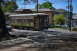 Streetcar makes the curve at the Riverbend.