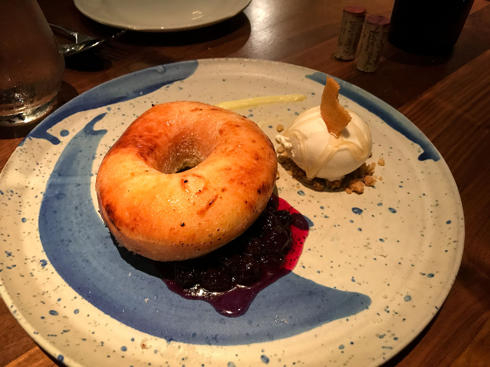 Brioche donut dessert at Fixe restaurant in Austin, Texas