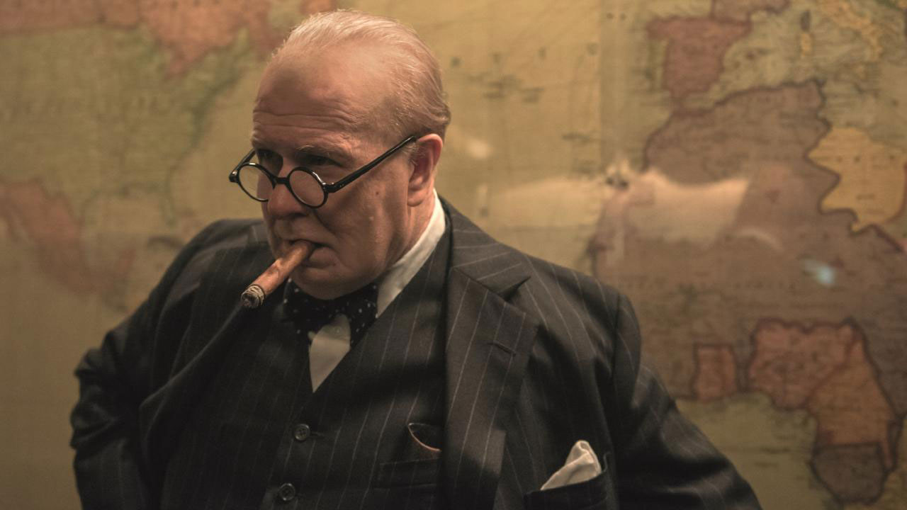 Gary Oldman as Churchill in the Map Room.