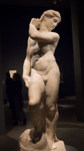 Michelangelo, Apollo-David (unfinished). Museo Nazionale del Bargello, Florence. displayed in the exhibit Michelangelo Divine Draftsman and Designer exhibit at the Metropolitan Museum of Art in New York
