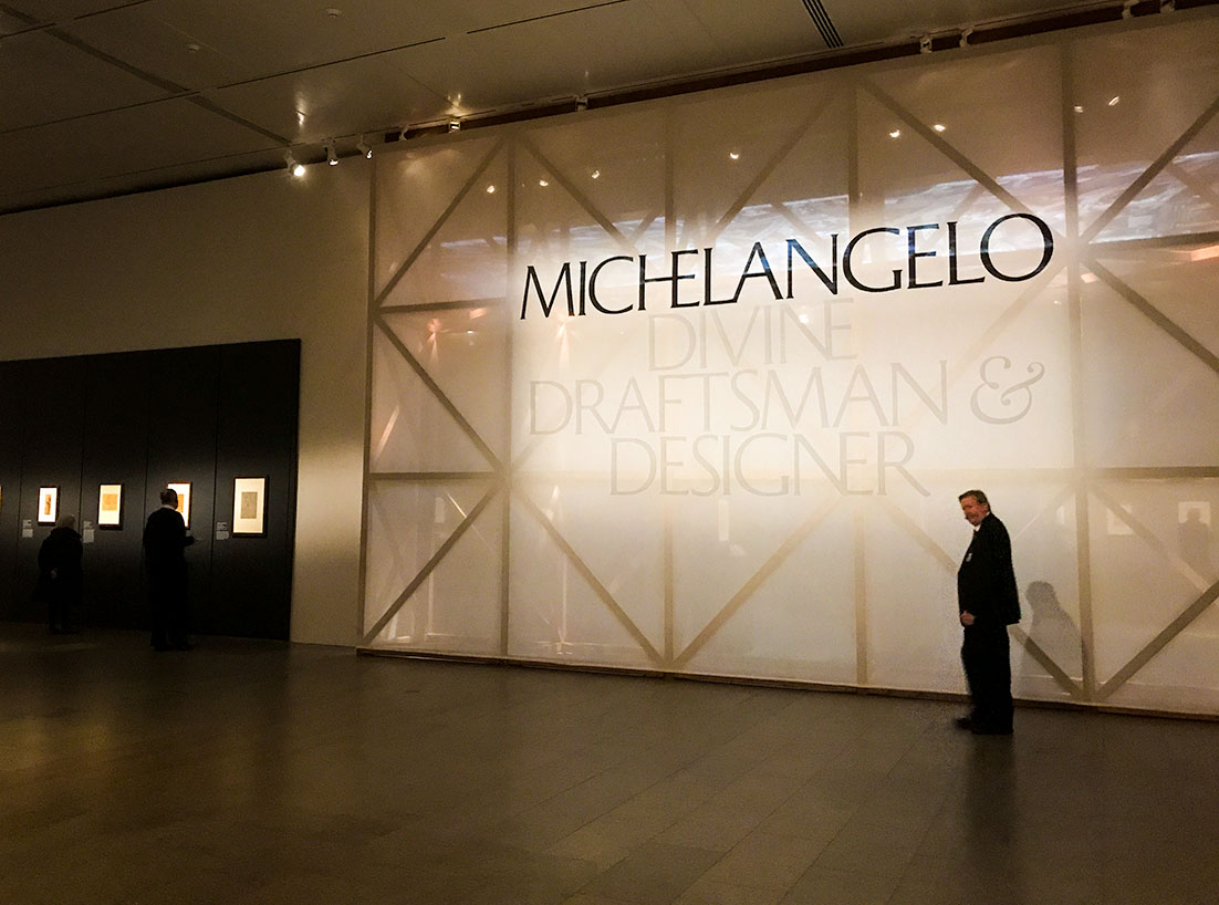 Entrance to displayed in the exhibit Michelangelo Divine Draftsman and Designer exhibit at the Metropolitan Museum of Art in New York