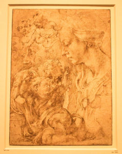 Michelangelo, Sketches of the Virgin displayed in the exhibit Michelangelo Divine Draftsman and Designer exhibit at the Metropolitan Museum of Art in New York