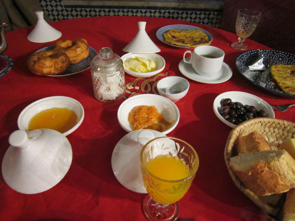Breakfast in the Fes riad. 