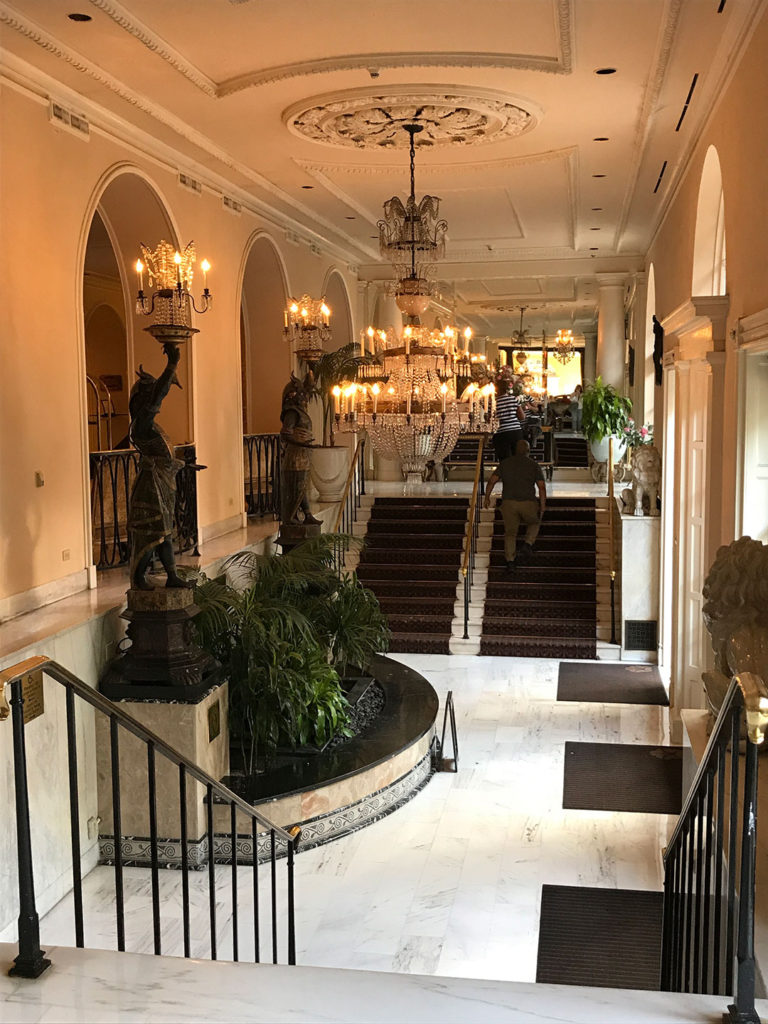 Lobby of the Royal Orleans, one of the luxury hotels in the French Quarter of New Orleans