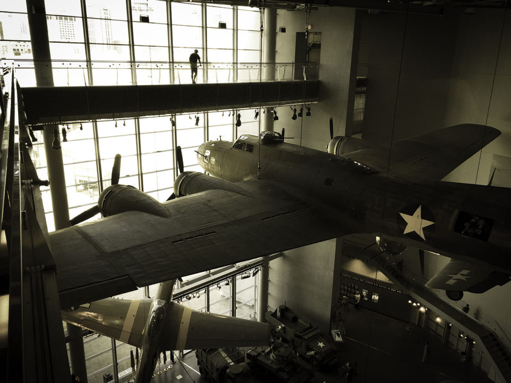 B-17 suspended from the ceiling at the World War II Museum in New Orleans.
