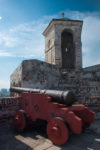 Cannon and gun turret of the fortress in Cartagena port of call Celebrity Reflection cruise