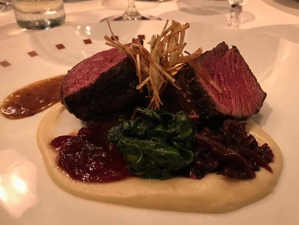 Venison in the Murano restaurant onboard Celebrity Reflection