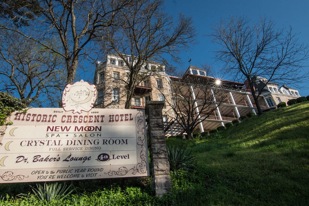 Haunted hotel in Eureka Springs, Crescent Hotel photographed from bottom of the hill