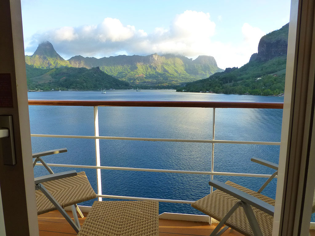 Cruise ship balcony in Polynesia