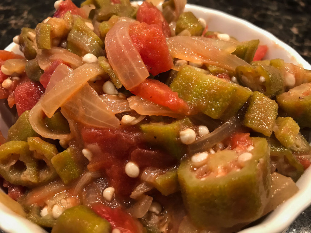 Okra and tomatoes