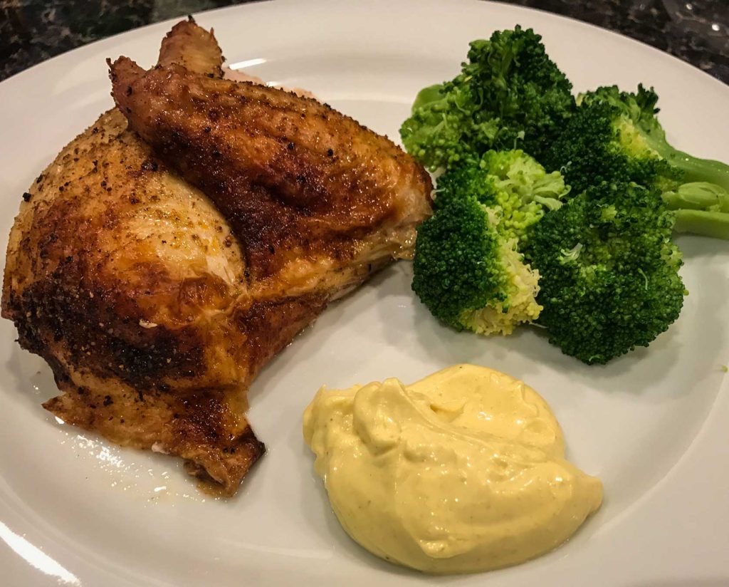 Roast chicken with broccoli and curried mayonnaise Recipe