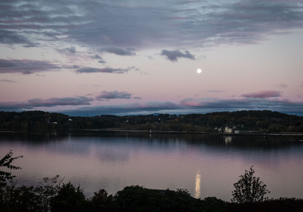 Moon sets of the Hudson River - view from the Rhinecliff Hotel