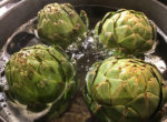Cooking the artichokes