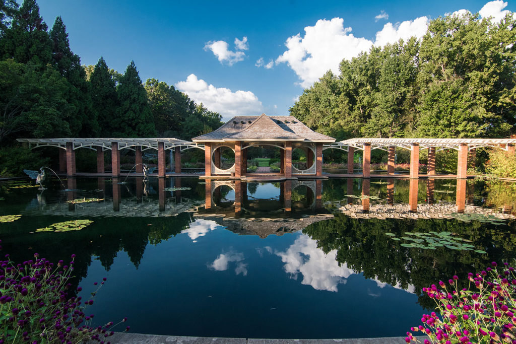 Pavilion at the Damson Aquatic Garden, a wonderful spot for admiring the waterlilies Huntsville Botanical Garden