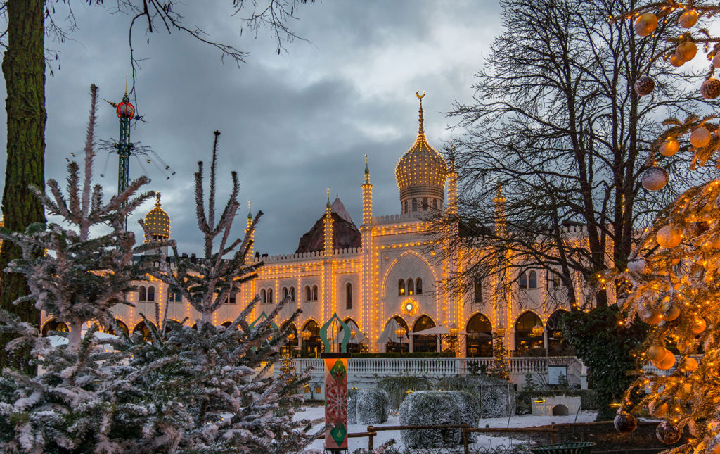 Christmas lights at the Moorish Palace in Tivoli gardens, Copenhagen