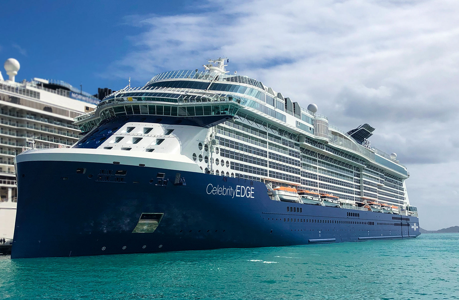 Celebrity Edge docked in Tortola