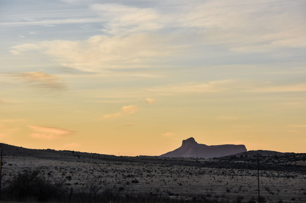Cathedral mountain and the Marfa plain at sunrise far west Texas