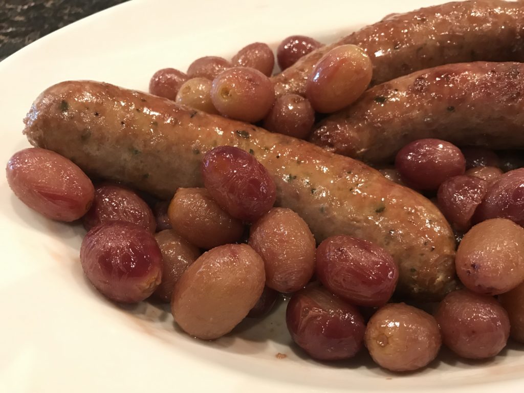 Italian sausage cooked with grapes